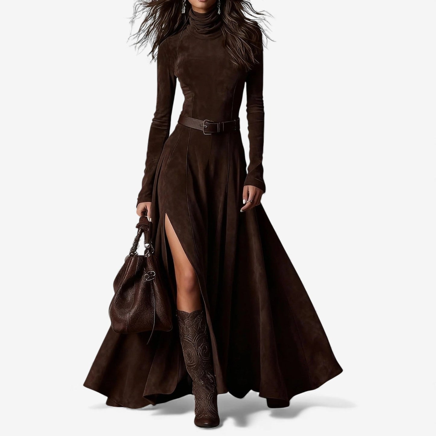 Marinucci | Robe longue en imitation daim