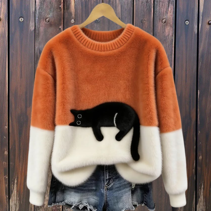 Lunea | Sweat Femme avec Motif de Chat