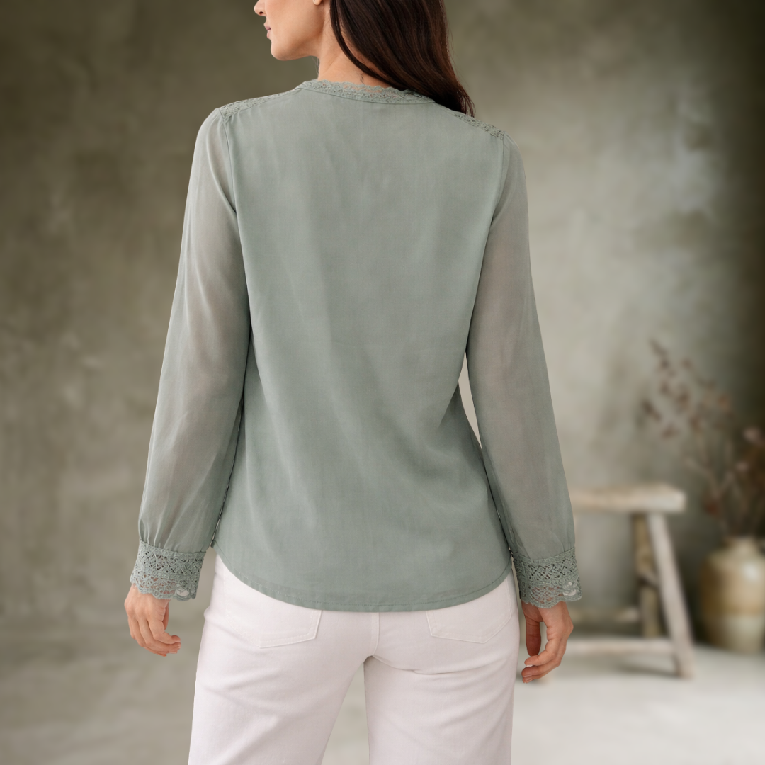 Tina | Blouse en dentelle à imprimé floral bohème