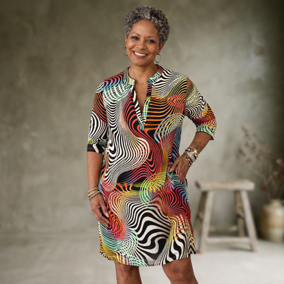 Ria | Robe colorée à col en V – Robe tendance pour femme Casual Chic