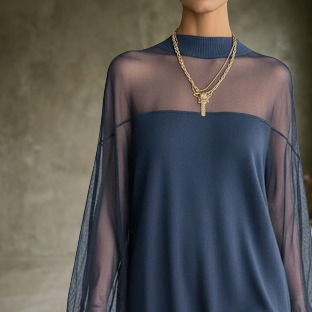 Marisse | Robe à manches lanterne Couleur unie Patchwork