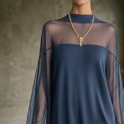 Marisse | Robe à manches lanterne Couleur unie Patchwork