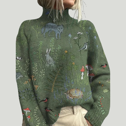 Apolline | Pull Brodé Jardin Sauvage