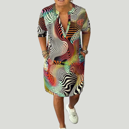 Ria | Robe colorée à col en V – Robe tendance pour femme Casual Chic
