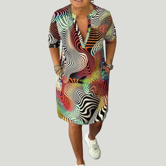 Ria | Robe colorée à col en V – Robe tendance pour femme Casual Chic