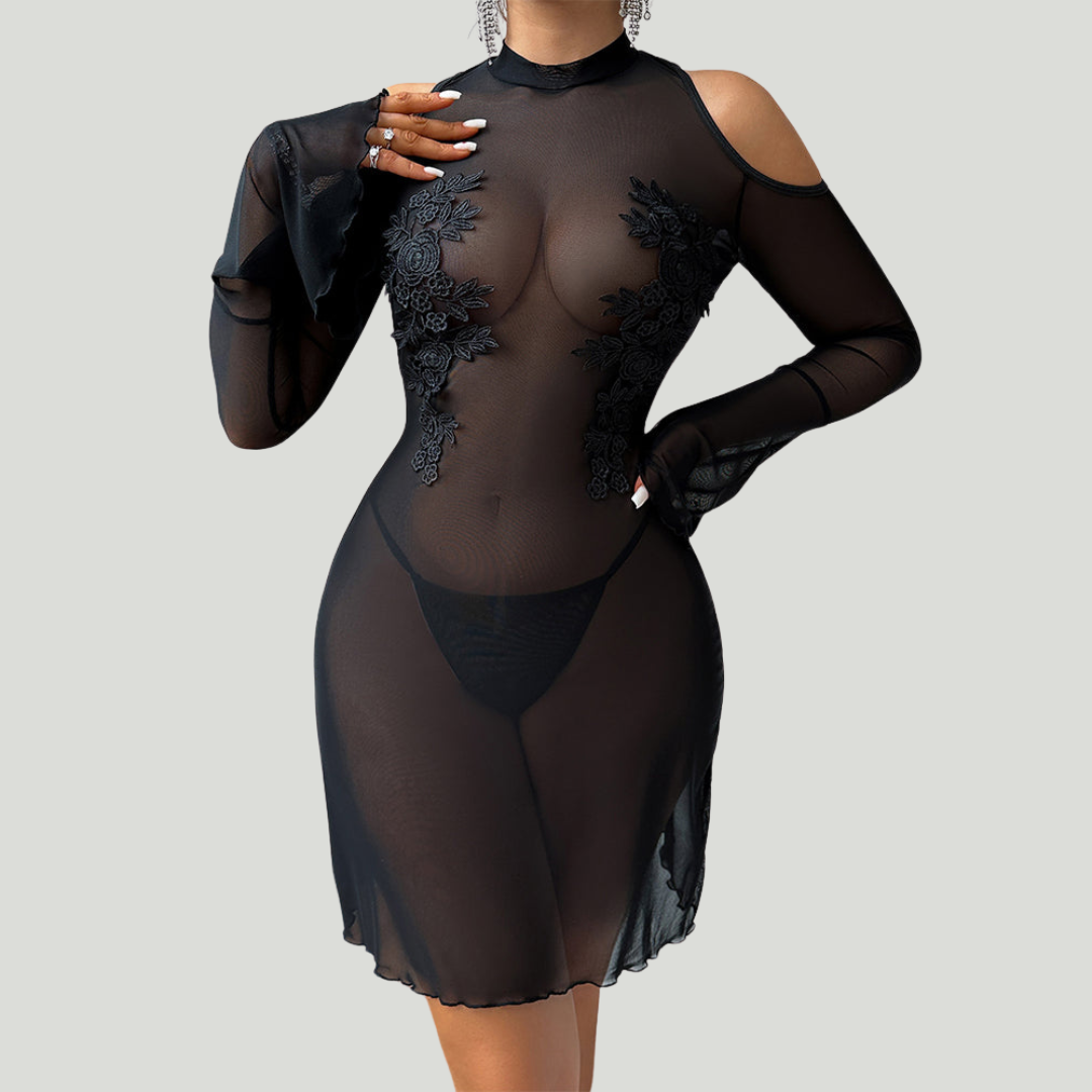 Selene | Robe moulante en tulle brodé