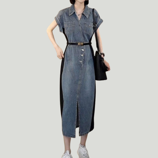 Julce | Robe décontractée en patchwork de denim