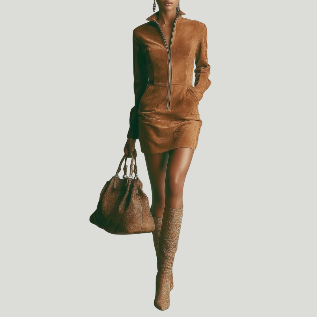 Marion | Robe suédée zippée