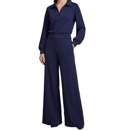 Amalia | Costume femme avec chemisier à revers et pantalon large