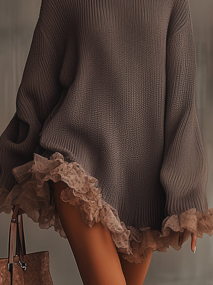 Maureen | Robe pull à volants — Douce, chaude & romantique