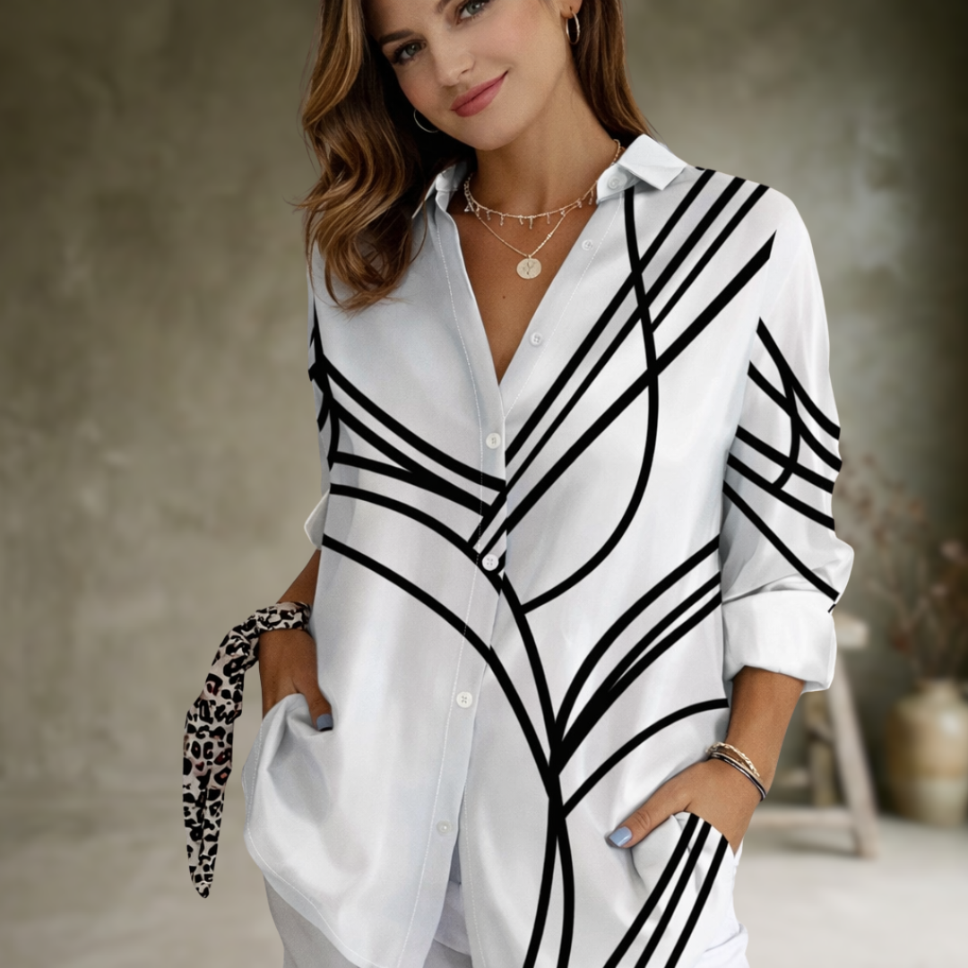 Jorien | Chemisier Décontracté Vintage à Manches Longues – Blouse Femme Chic