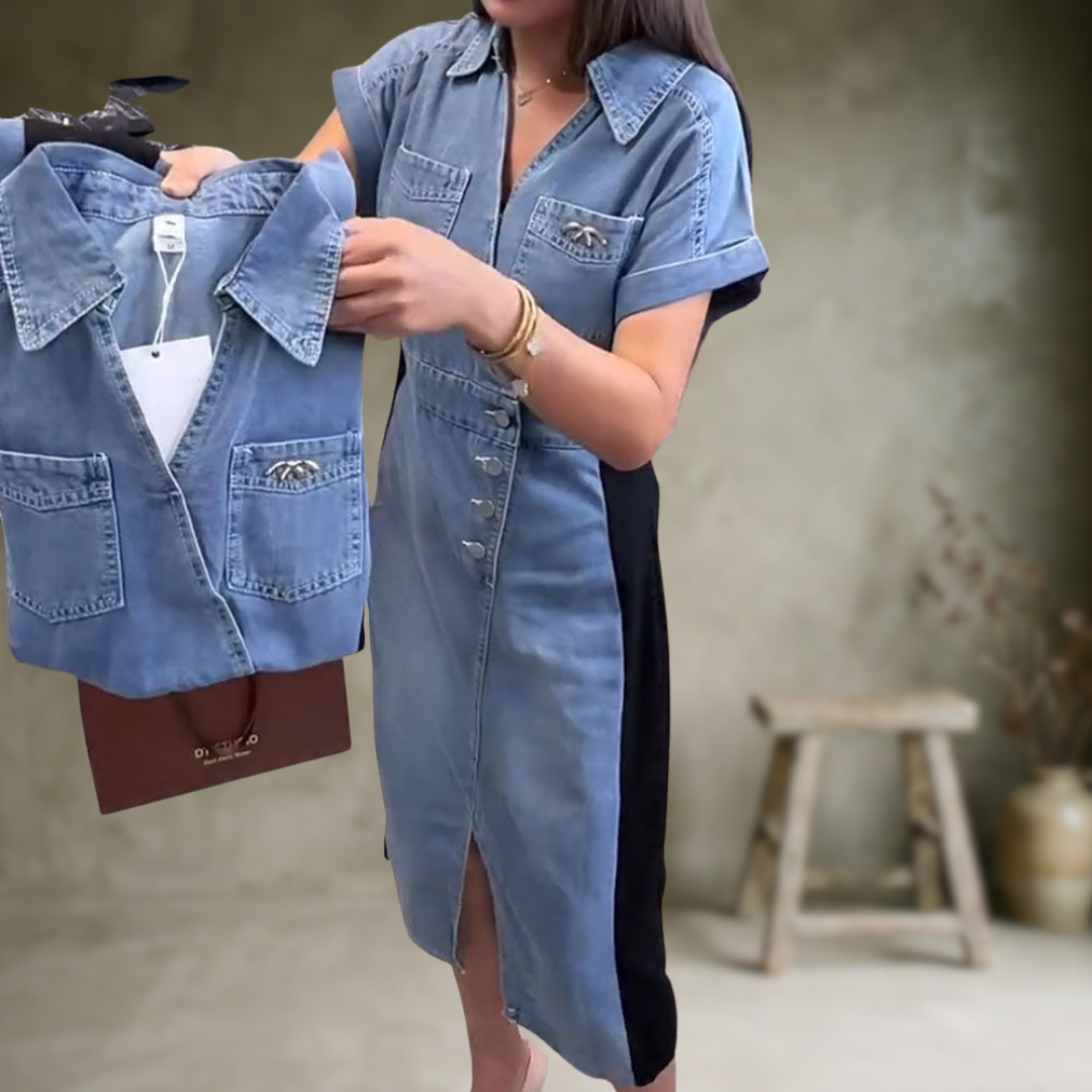 Julce | Robe décontractée en patchwork de denim