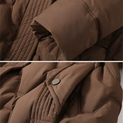 Nour | Long manteau matelassé chic à capuche