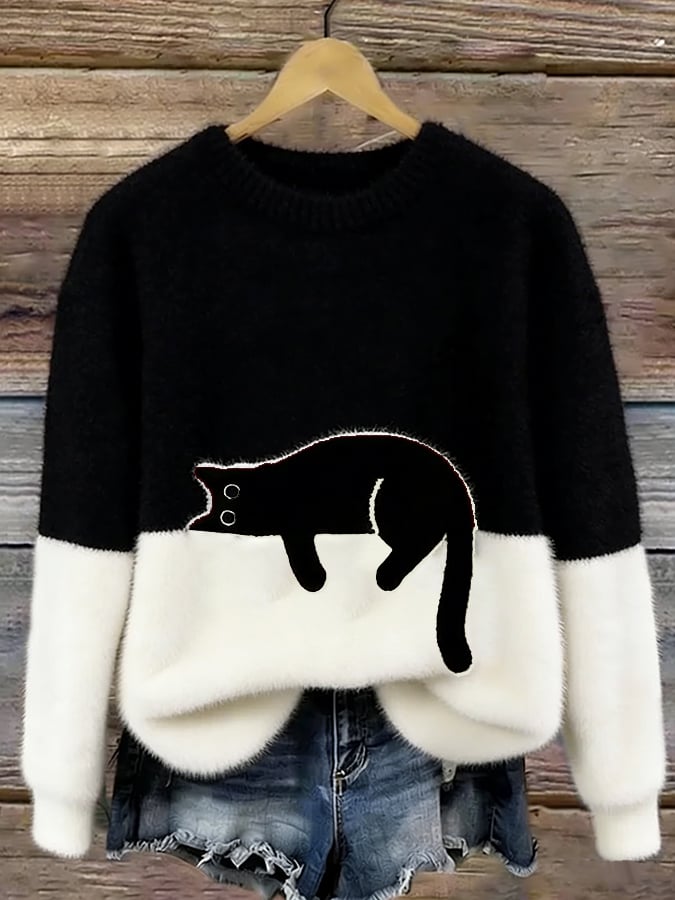 Lunea | Sweat Femme avec Motif de Chat