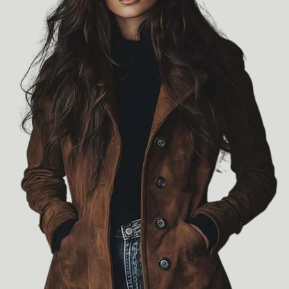 Sue | Manteau Élégant à Texture Suédée
