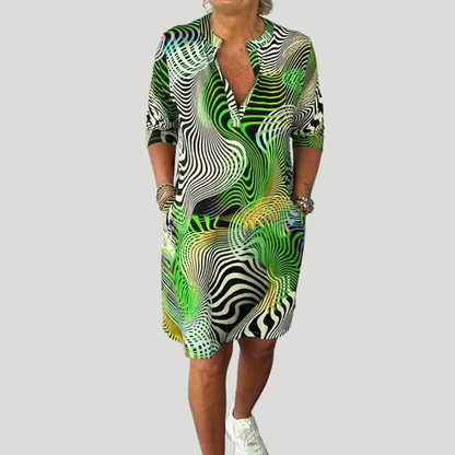 Ria | Robe colorée à col en V – Robe tendance pour femme Casual Chic