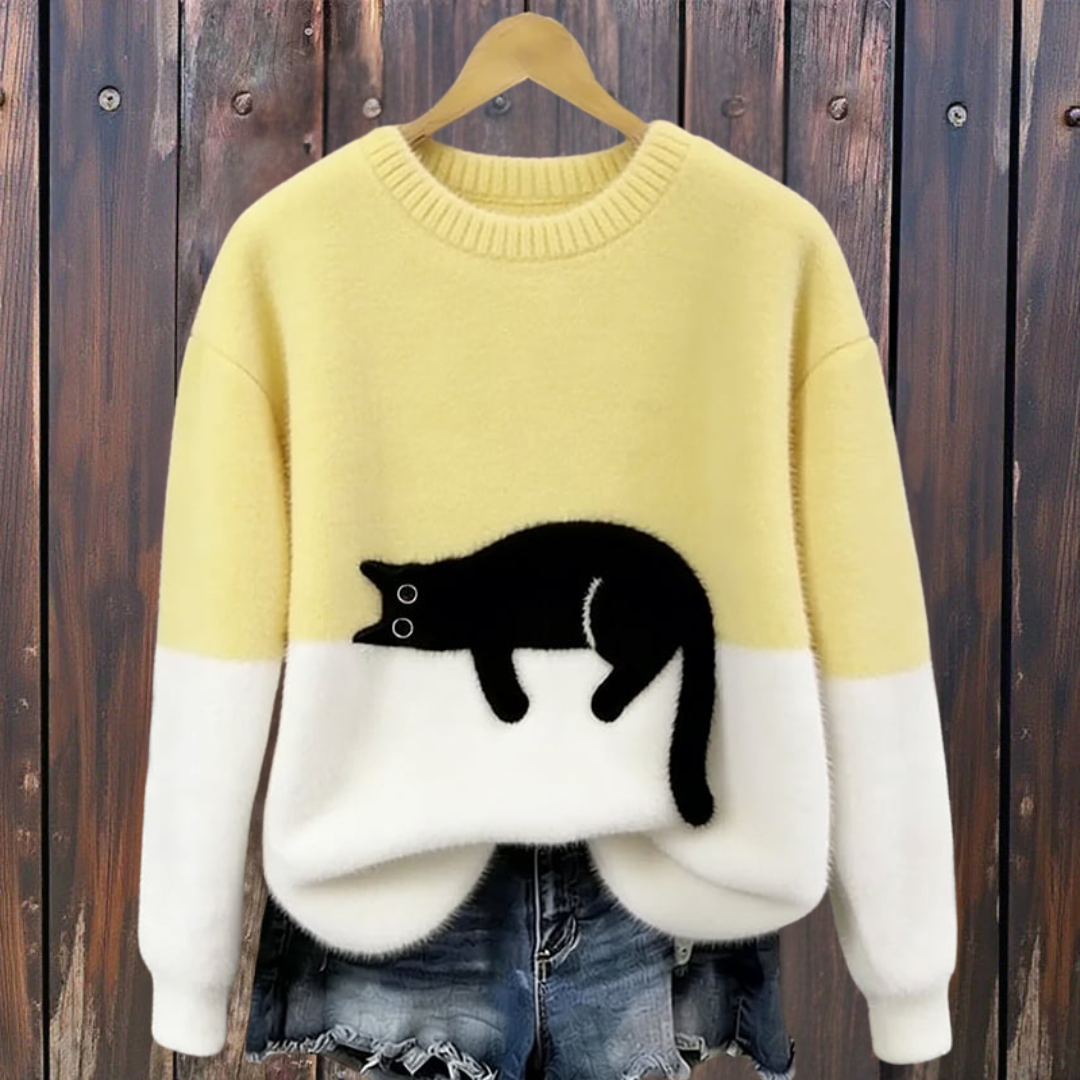 Lunea | Sweat Femme avec Motif de Chat