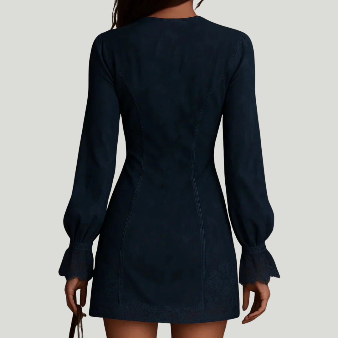 Jasmine | Mini-robe en daim bleu