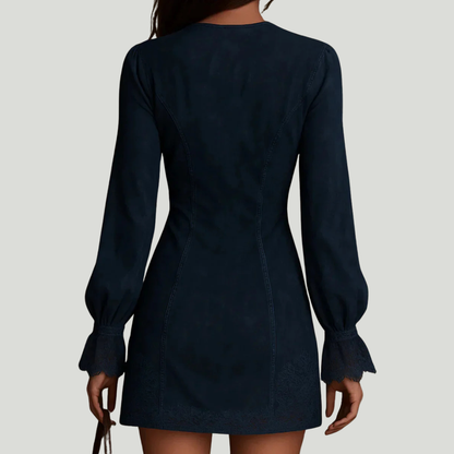 Jasmine | Mini-robe en daim bleu