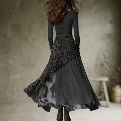 Kema | Longue robe avec élégant imprimé léopard