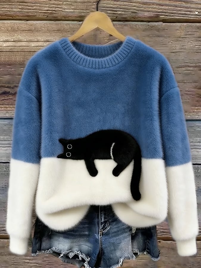 Lunea | Sweat Femme avec Motif de Chat