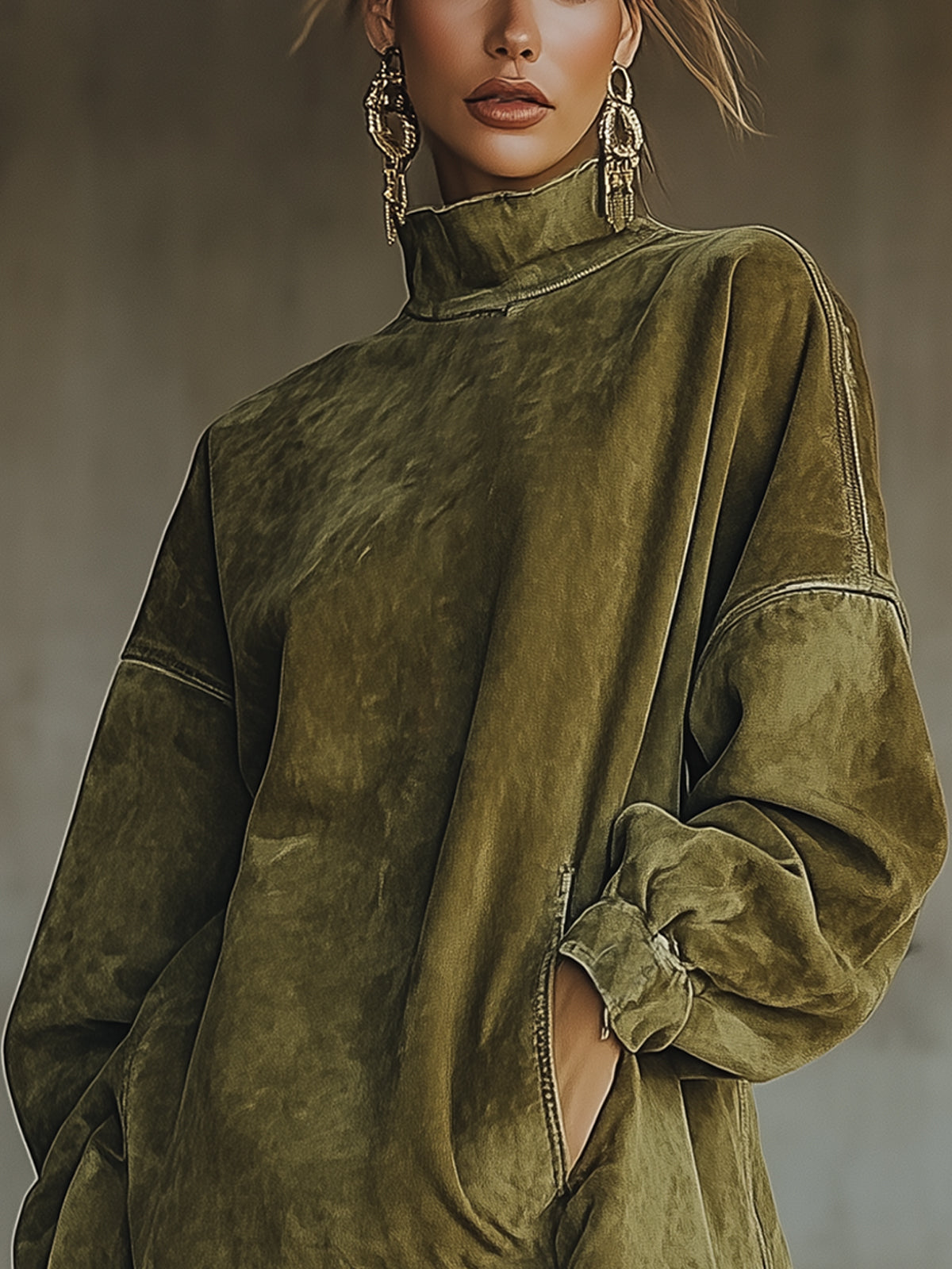 Carol | Robe oversize effet daim avec franges