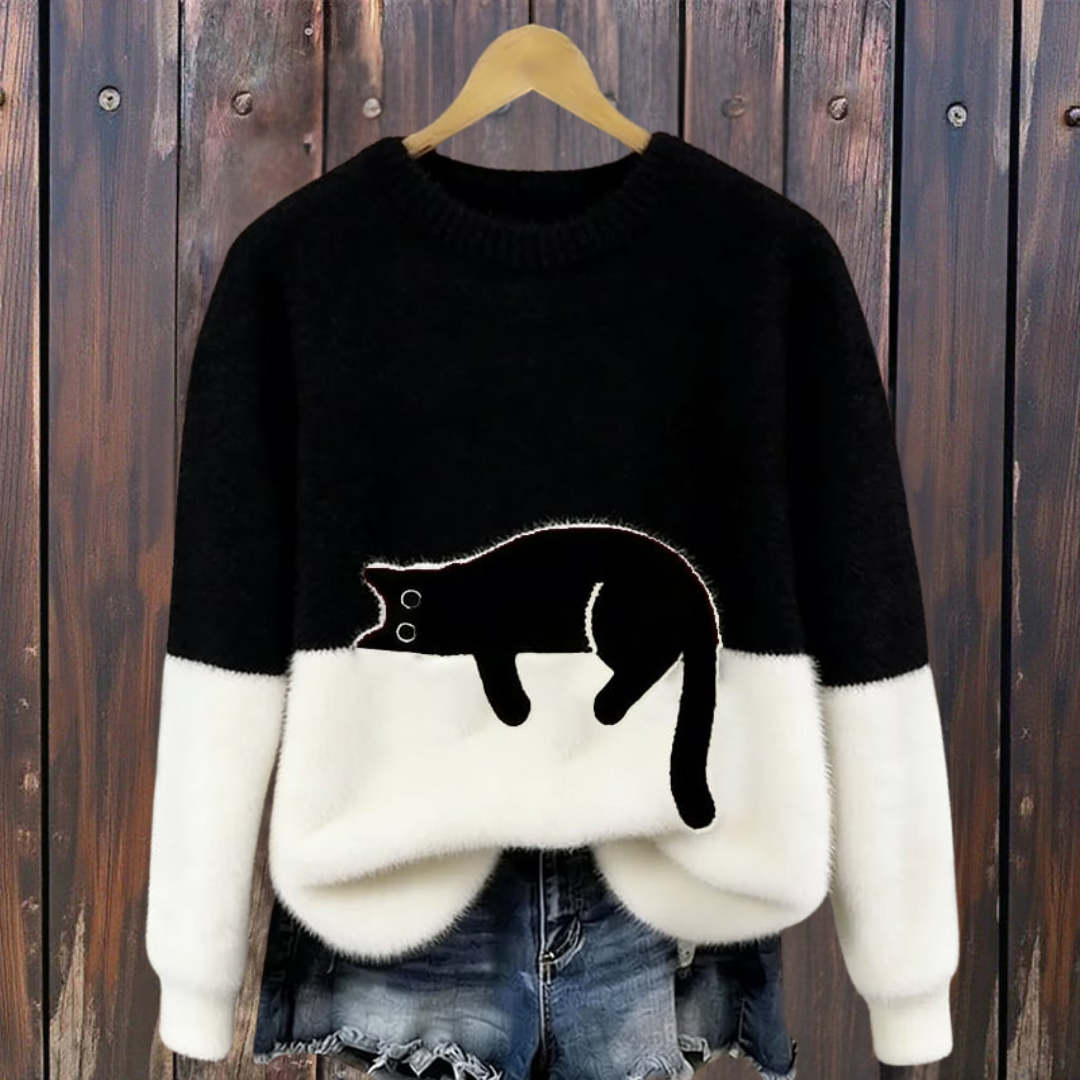 Lunea | Sweat Femme avec Motif de Chat