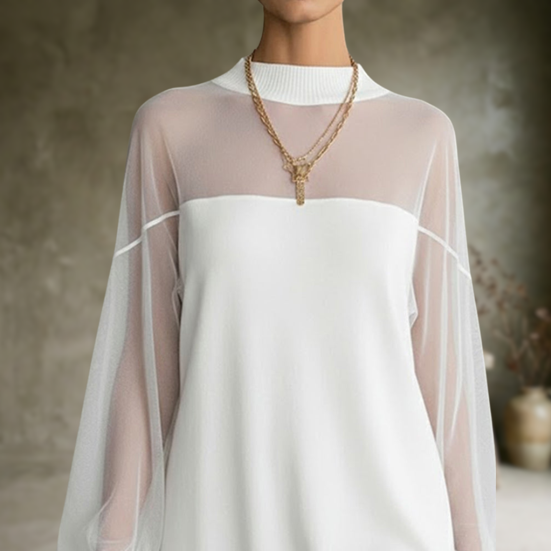 Marisse | Robe à manches lanterne Couleur unie Patchwork