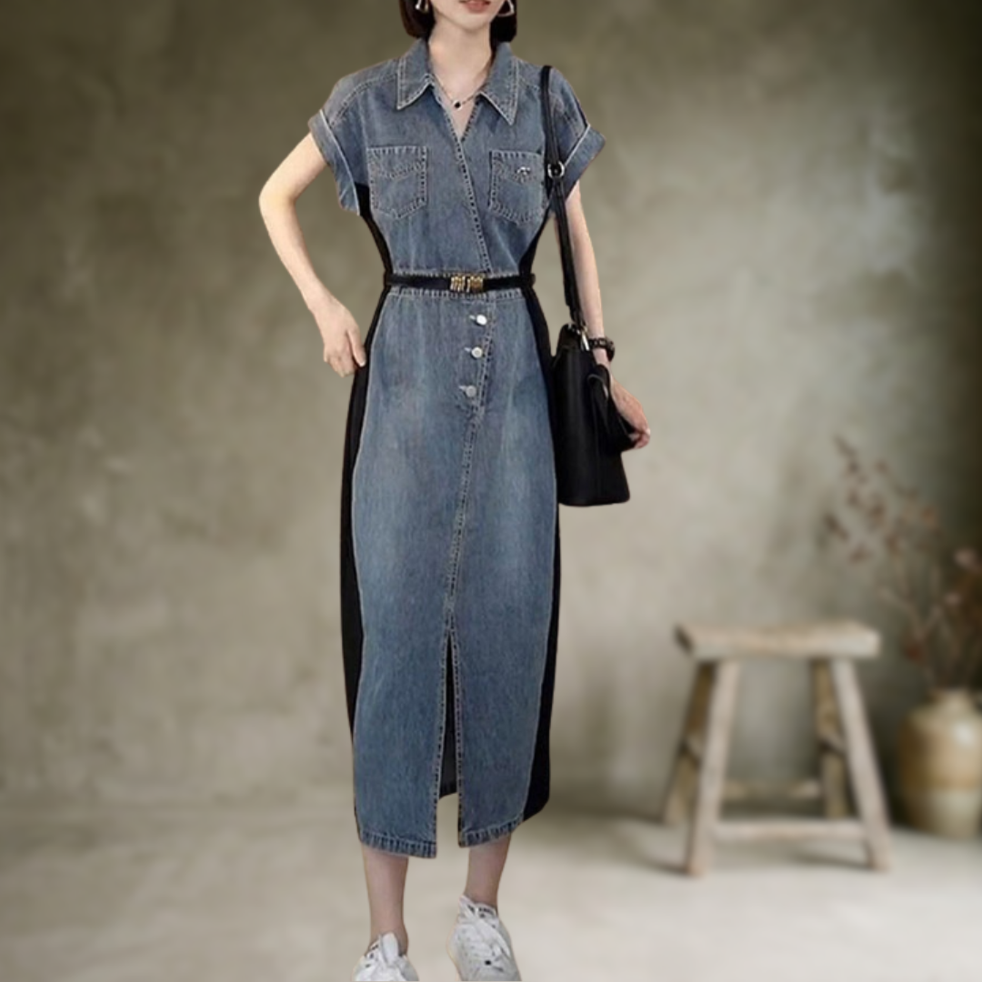 Julce | Robe décontractée en patchwork de denim