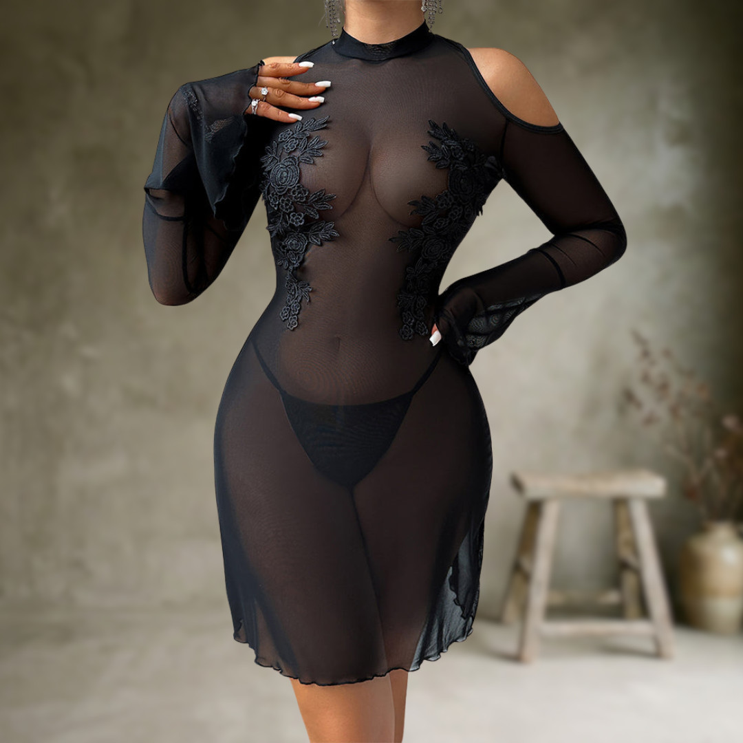 Selene | Robe moulante en tulle brodé