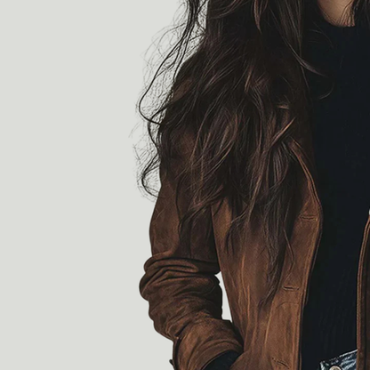 Sue | Manteau Élégant à Texture Suédée