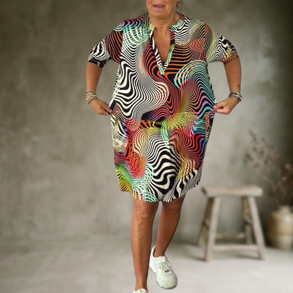 Ria | Robe colorée à col en V – Robe tendance pour femme Casual Chic