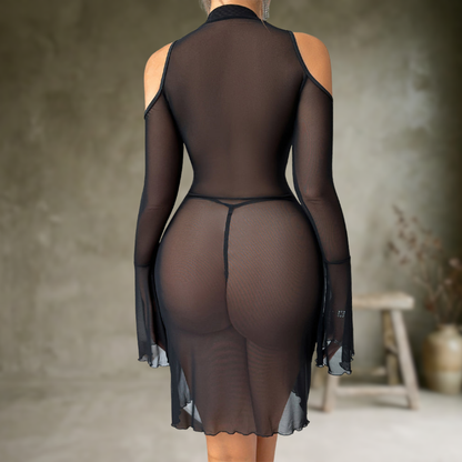 Selene | Robe moulante en tulle brodé
