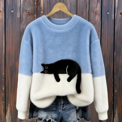 Lunea | Sweat Femme avec Motif de Chat