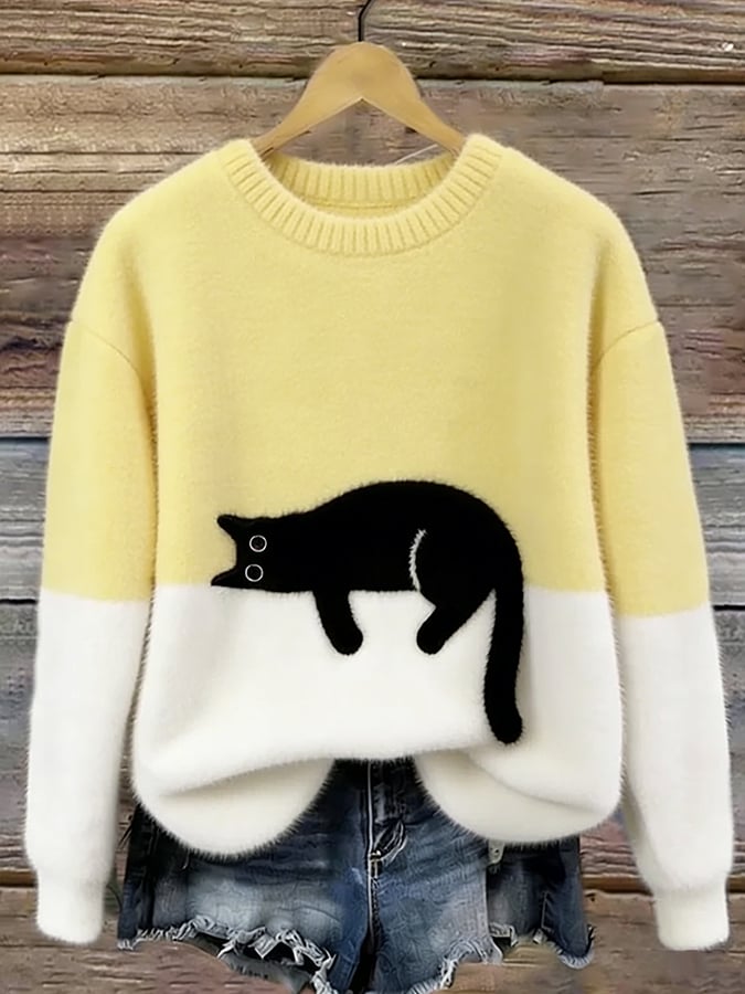 Lunea | Sweat Femme avec Motif de Chat