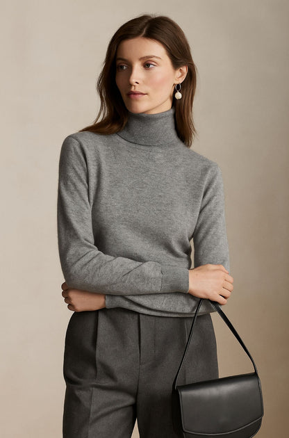 Léa | Pull à col roulé en 100% cachemire