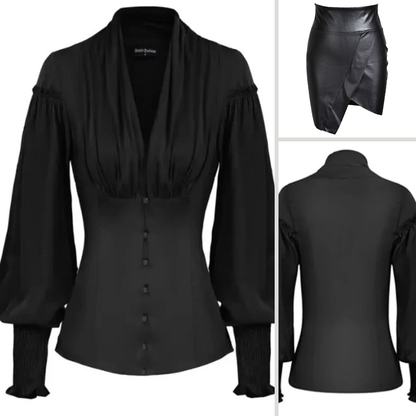 Victoria | Blouse victorienne à col en V