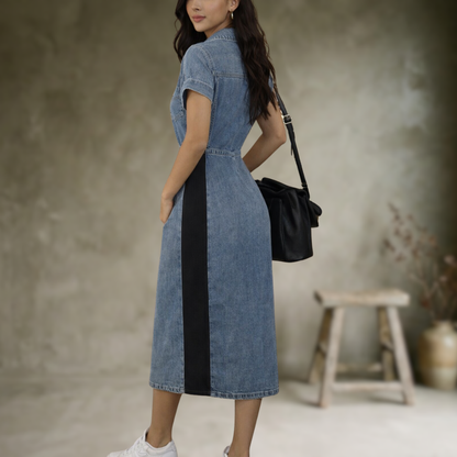 Julce | Robe décontractée en patchwork de denim