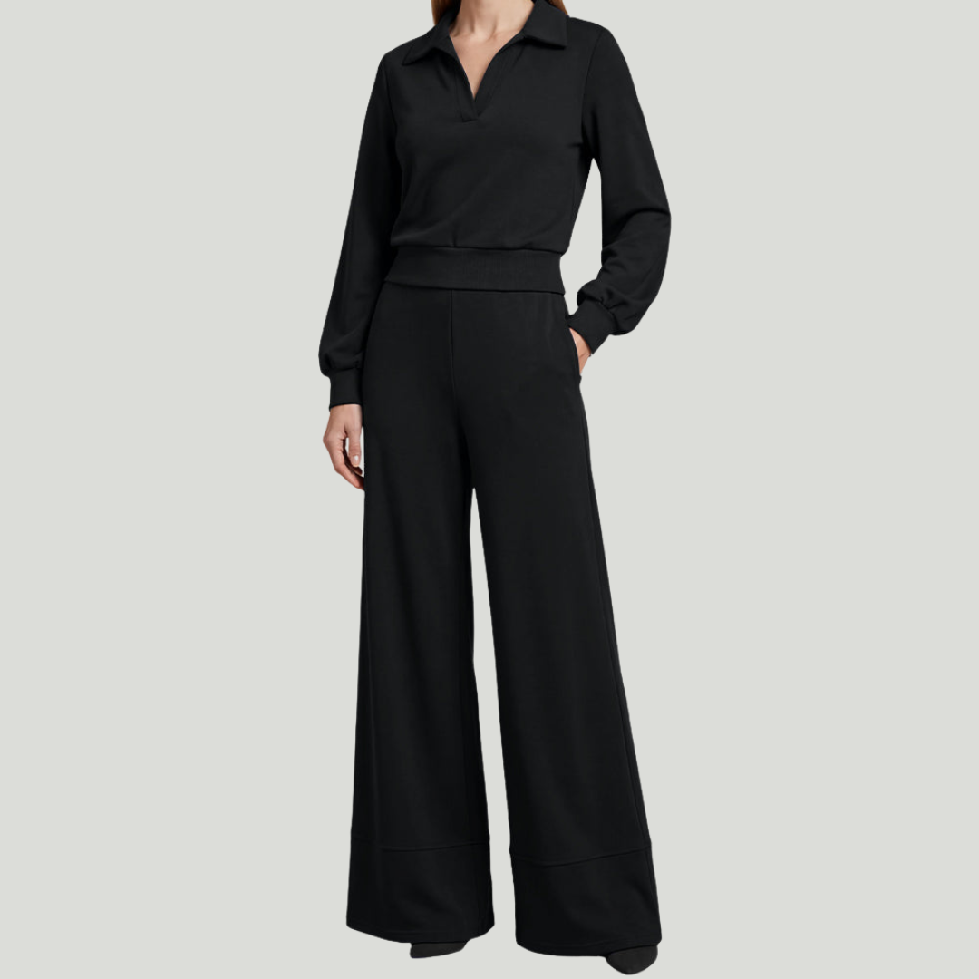 Amalia | Costume femme avec chemisier à revers et pantalon large