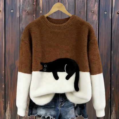 Lunea | Sweat Femme avec Motif de Chat