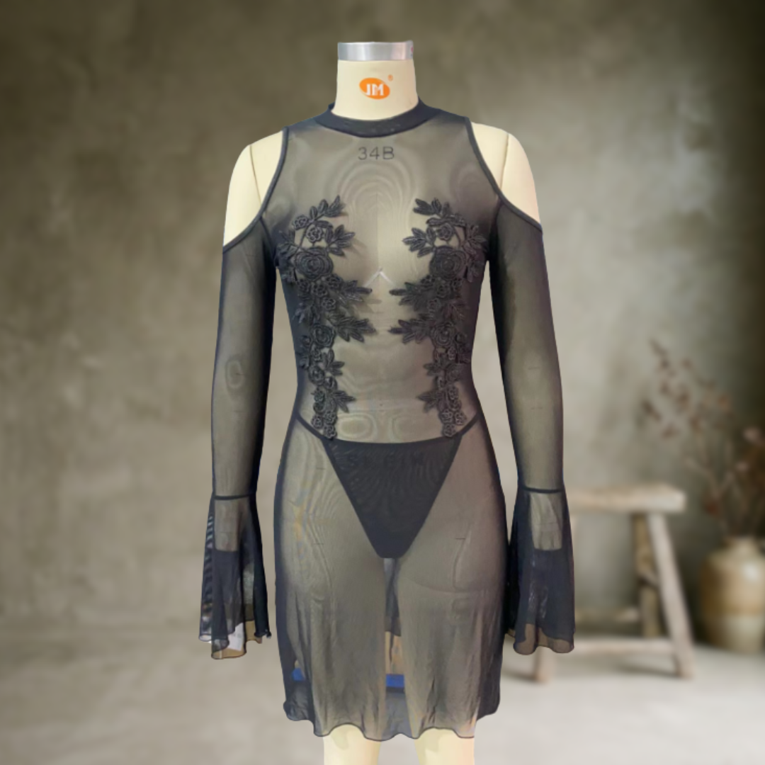 Selene | Robe moulante en tulle brodé
