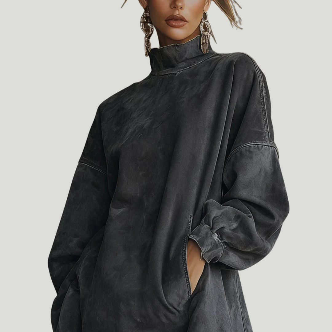 Carol | Robe oversize effet daim avec franges