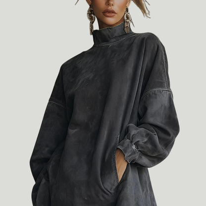 Carol | Robe oversize effet daim avec franges