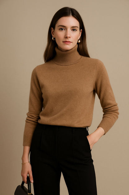 Léa | Pull à col roulé en 100% cachemire