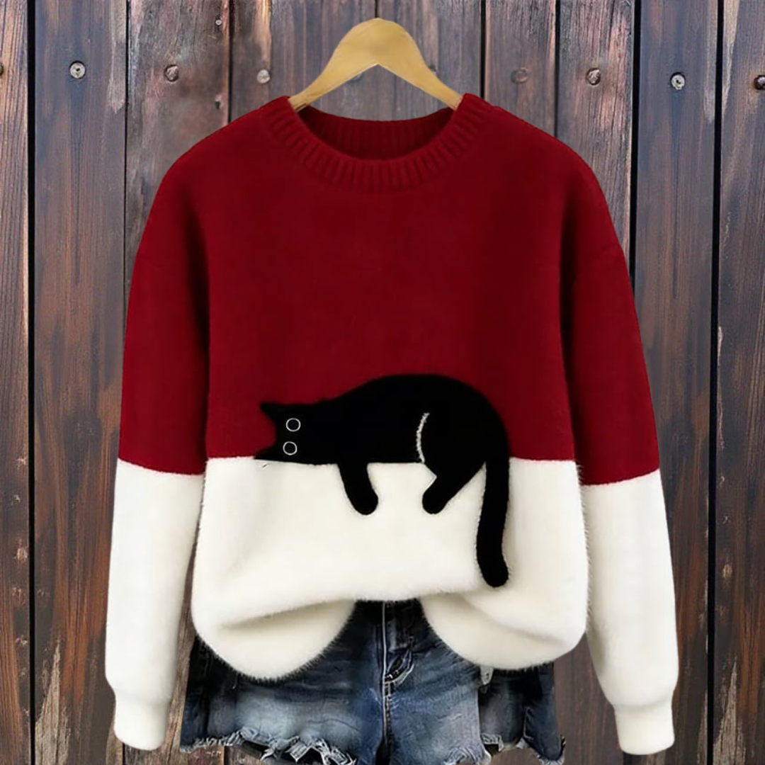 Lunea | Sweat Femme avec Motif de Chat
