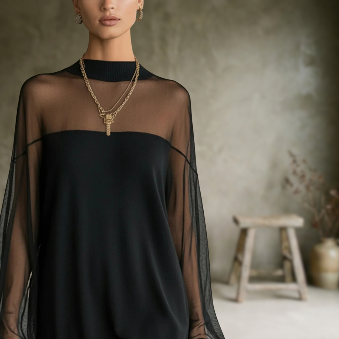Marisse | Robe à manches lanterne Couleur unie Patchwork