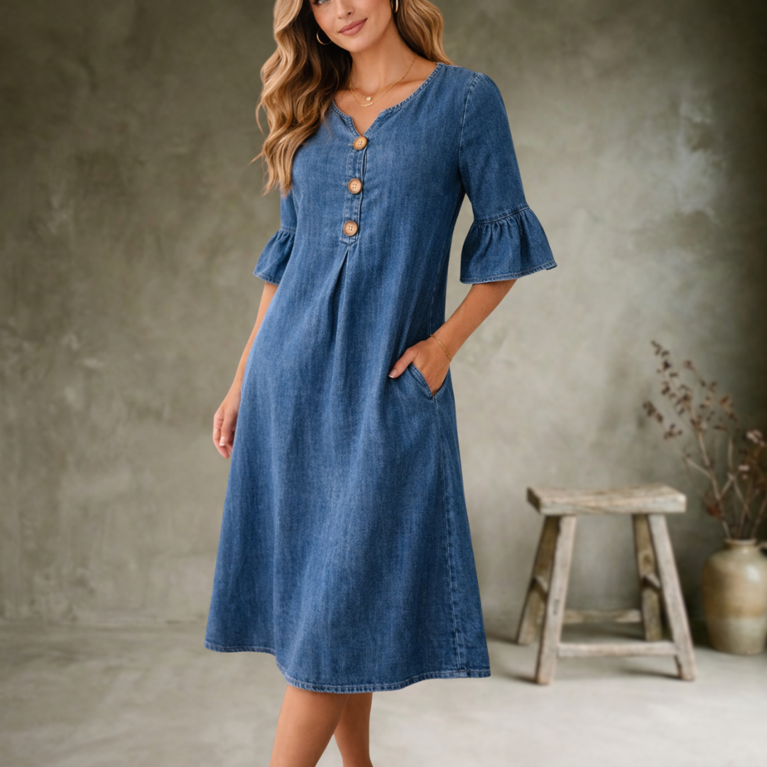 Dusty | Robe à manches en forme de feuille de lotus