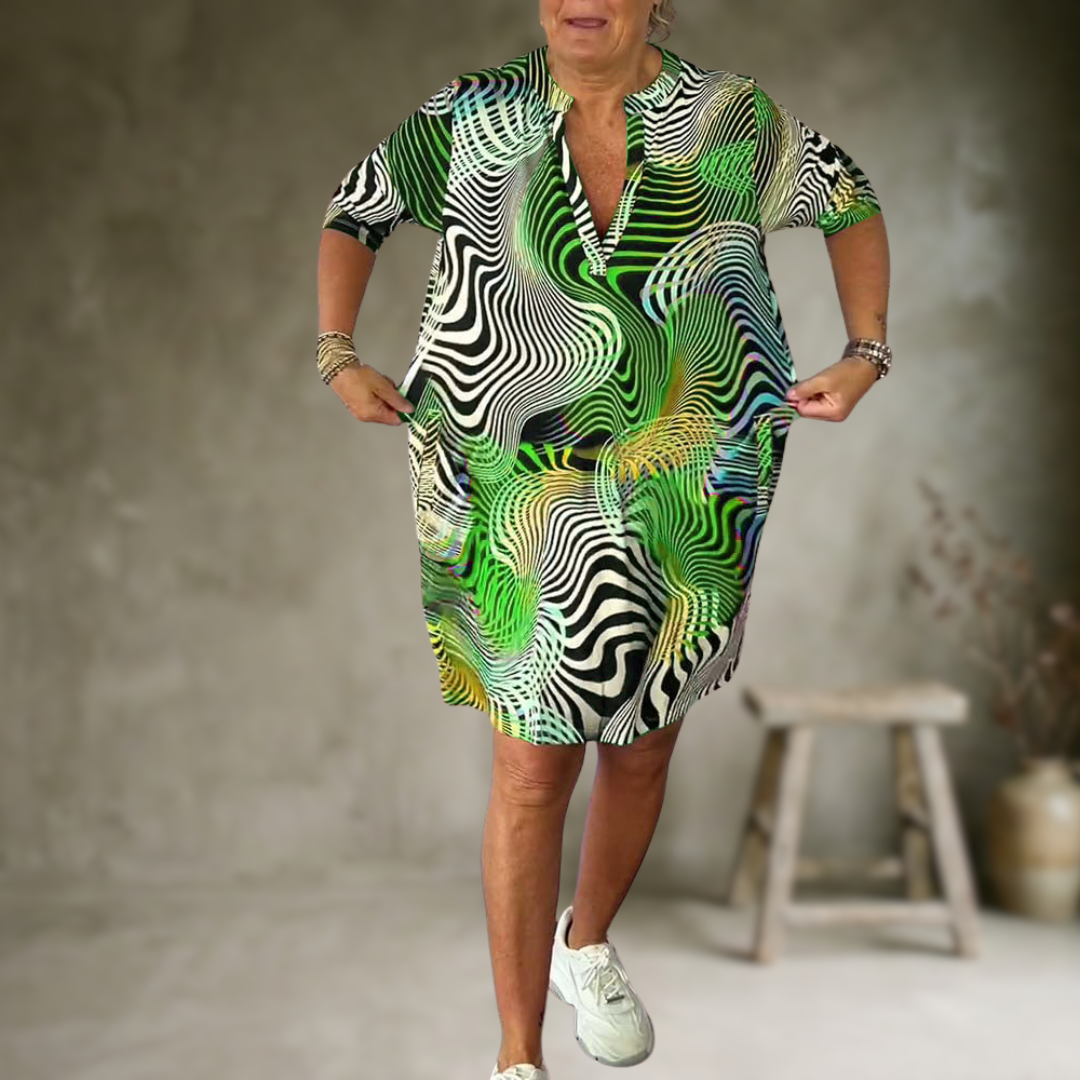 Ria | Robe colorée à col en V – Robe tendance pour femme Casual Chic