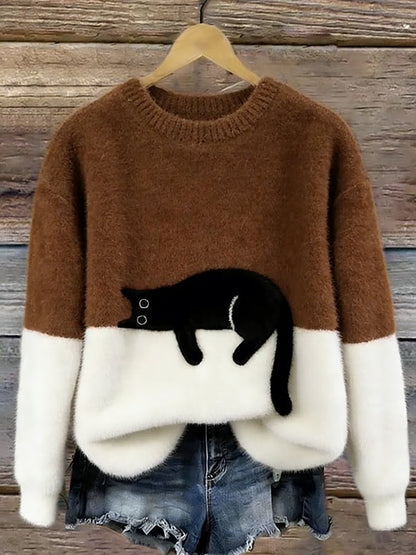 Lunea | Sweat Femme avec Motif de Chat