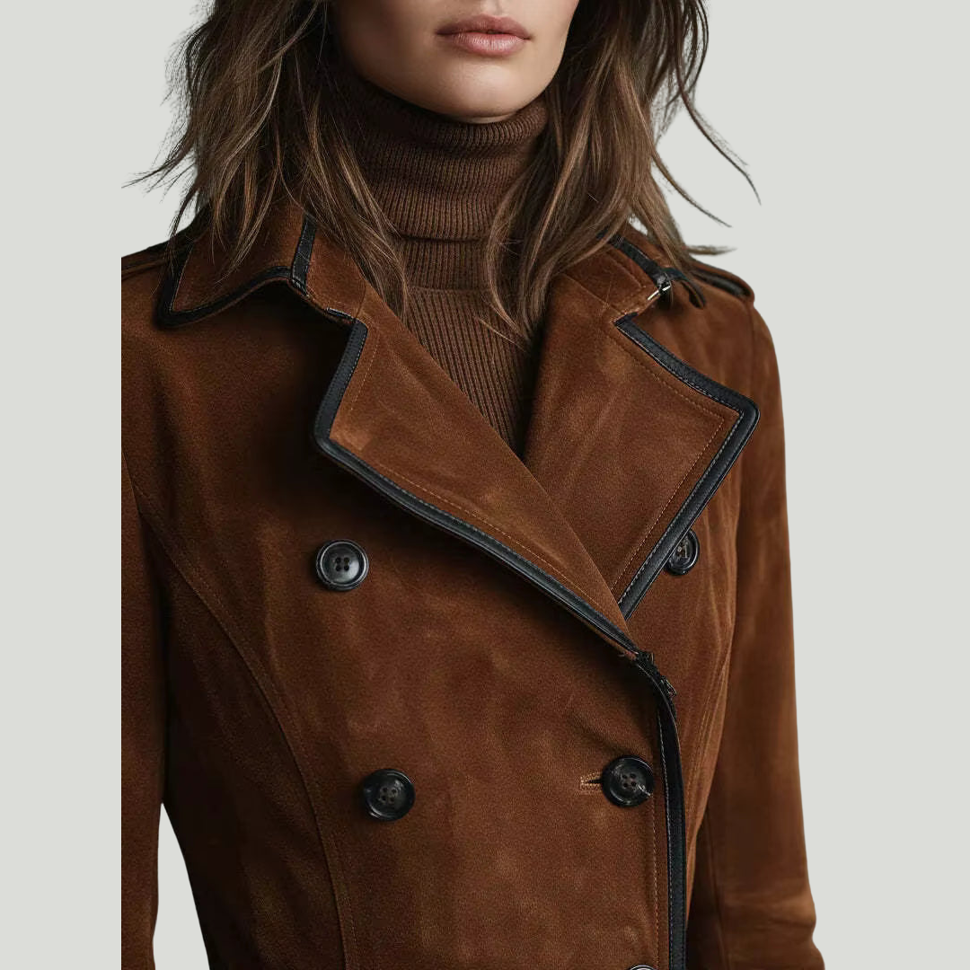 Nathalie | Trench en cuir suédé